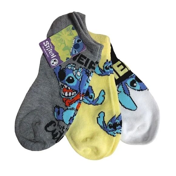 Disney Stitch Colorful 3 Pairs No Show Socks NWT - Picture 2 of 14